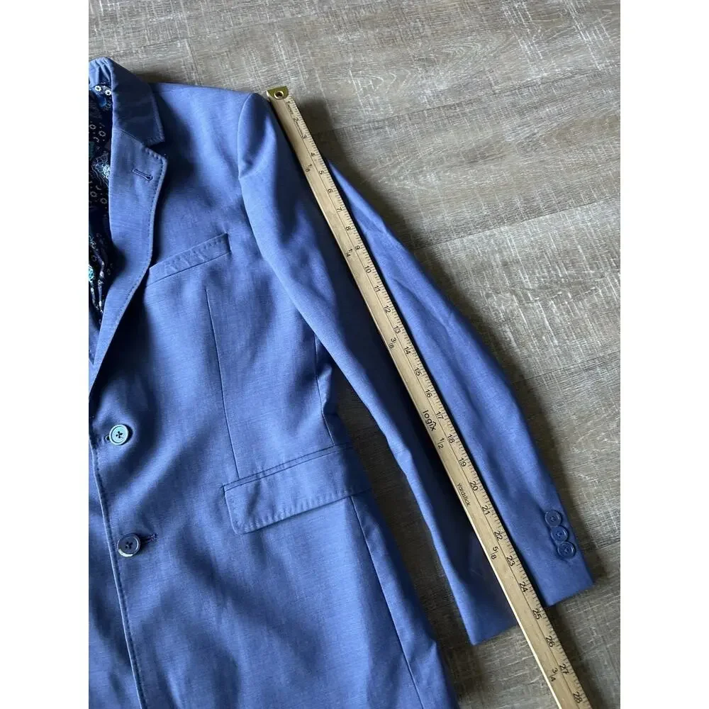 Ted Baker London Sport Coat Mens 38R Blue Wool Blazer Paisley Lining Jacket EUC